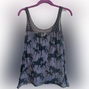 Women's See Through Blue Unicorn Print Tank Top